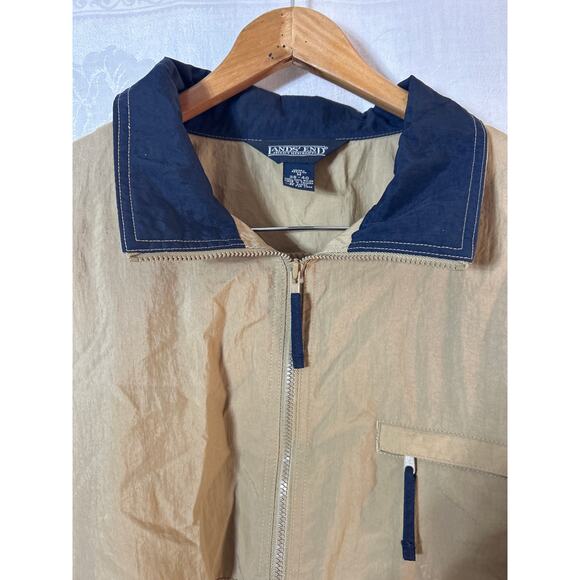 Vintage Lands End Track Suit Tan Jacket Windbreaker Medium Pants Large Nylon - Picture 6 of 16